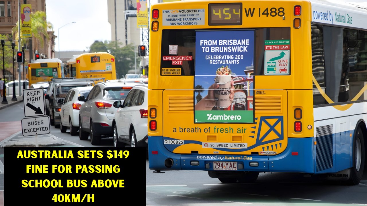 Australia has introduced a new $149 fine for any driver who passes a school bus above 40km/h.